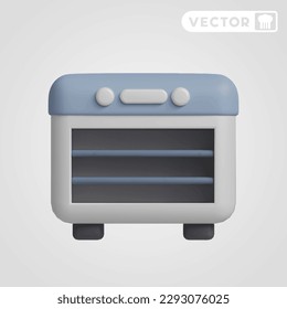 juego de iconos de vector 3D del horno, en fondo gris