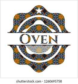Oven arabic style badge. Arabesque decoration.