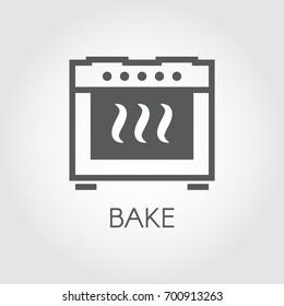 Oven bake icon drawing in flat style for different cooking projects, kitchen interior design themes or button for web design needs. Vector illustration