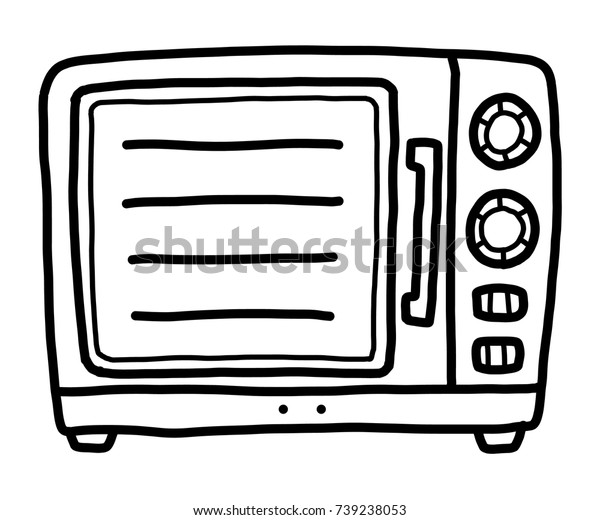 Oven Cartoon Vector Illustration Black White Stock Vector Royalty Free 739238053