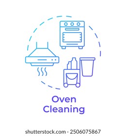 Oven cleaning blue gradient concept icon. Air quality, cleanliness. Kitchen appliance cleanup. Round shape line illustration. Abstract idea. Graphic design. Easy to use in infographic, presentation