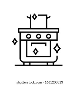 Oven cleaning line icon, concept sign, outline vector illustration, linear symbol.