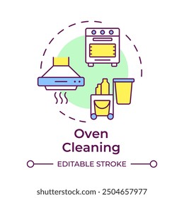 Oven cleaning multi color concept icon. Air quality, cleanliness. Kitchen appliance cleanup. Round shape line illustration. Abstract idea. Graphic design. Easy to use in infographic, presentation