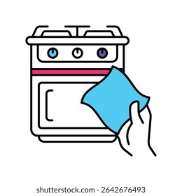 Oven Cleaning Vector Filled outline illustration style icon. EPS 10 file 
