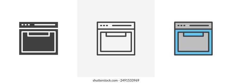Oven colored icon set. Eps 10