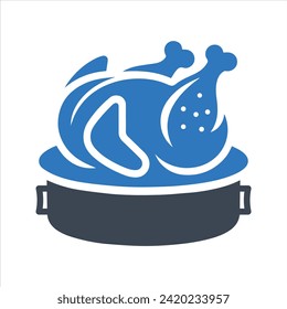 Oven cooked chicken. Chicken icon. Food. Roast chicken icon
