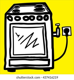 Oven doodle icon with separated fill and background layers