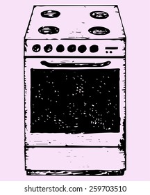 Oven, Doodle Style, Sketch Illustration 