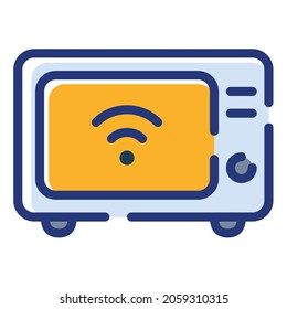oven electronic iot house single isolated icon with dash or dashed line style