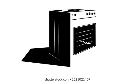 Emblema del horno, silueta aislada negra