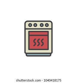 Oven filled outline icon, line vector sign, linear colorful pictogram isolated on white. Stove symbol, logo illustration. Pixel perfect vector graphics