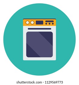 Oven flat icon isolated on blue background. Simple Oven sign symbol in flat style. Kitchen Appliances Vector illustration for web and mobile design.