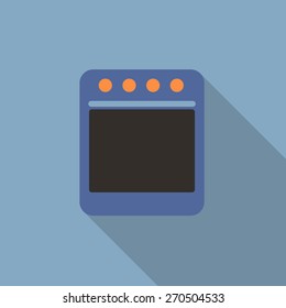 Oven flat icon with long shadow. Vector illustration EPS10