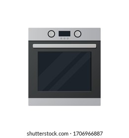 Oven flat illustration. Front view of stove. Vector. 