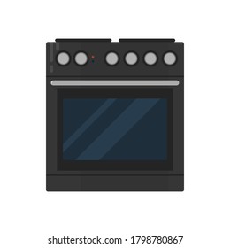 Oven flat illustration. Front view of stove. Vector. 