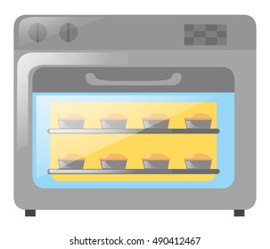 Horno lleno de ilustración de tarta de olla