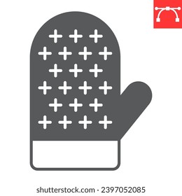 Oven glove glyph icon, kitchen and cooking glove, oven mitt vector icon, vector graphics, editable stroke solid sign, eps 10