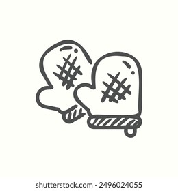 oven glove icon, isolated handdrawn icon theme bakery