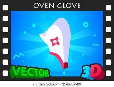 Oven glove isometric design icon. Vector web illustration. 3d colorful concept