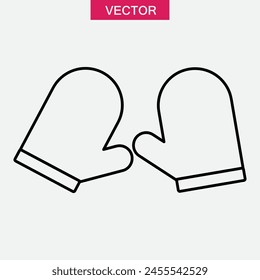 Oven glove line icon, vector flat simple illustration for web and app..eps