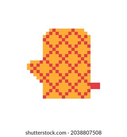 Oven glove, mitten pixel art icon. Design for logo, sticker and mobile app. Isolated vector illustration. 