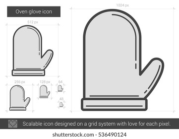 Oven glove vector line icon isolated on white background. Oven glove line icon for infographic, website or app. Scalable icon designed on a grid system.