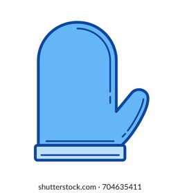 Oven glove vector line icon isolated on white background. Oven glove line icon for infographic, website or app. Blue icon designed on a grid system.
