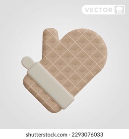 oven gloves 3D vector icon set, on a grey background