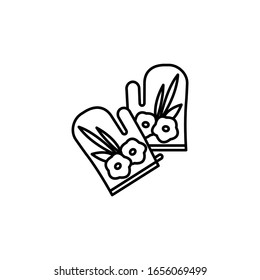 Oven gloves Food outline vector icon. Outline vector icon on white background