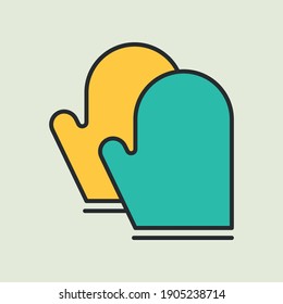Oven gloves logo, Oven gloves icon vector, Bakery and pastries set of vector design elements, kitchen tools, bread shop, icons, and symbols