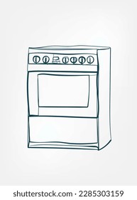 oven home stuff line art vector isolated contour one line isolated