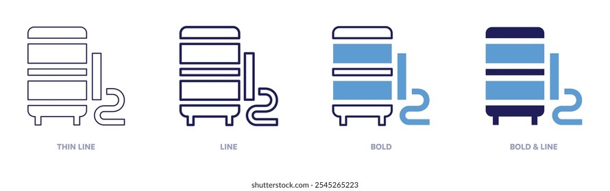 Oven icon in 4 different styles. Thin Line, Line, Bold, and Bold Line. Duotone style. Editable stroke.