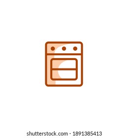 Oven icon. Bakery icon. Simple, flat, outline, brown, two tones, color.