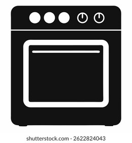 Icono de horno Vector negro sobre fondo blanco.