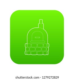 Oven icon green vector isolated on white background