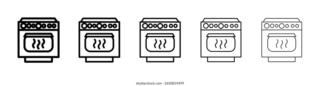 Ícone de forno vetor isolado no fundo branco definido