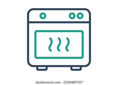 Oven icon. line icon style. icon related to kitchen utensils. meal elements vector illustration