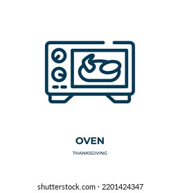 Oven icon. Linear vector illustration from thanksgiving collection. Outline oven icon vector. Thin line symbol for use on web and mobile apps, logo, print media.