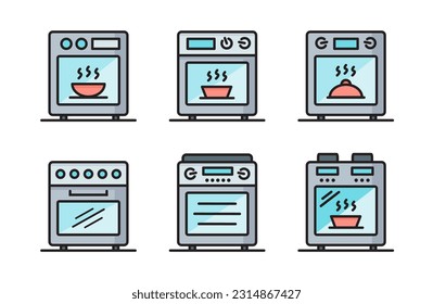 oven icon microwave icon cooking concept for kitchen interior design themes, website, books, pictogram for app web logo banner - Vector