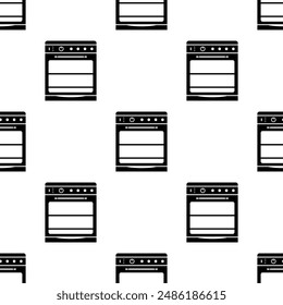 Oven Icon Seamless Pattern, Baking Heating Oven Icon Vector Art Illustration