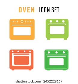 Oven icon set on white background. Vector illustration in trendy flat style