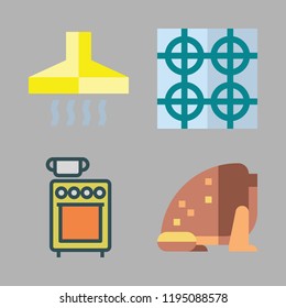 oven icon set. vector set about toad, stove and extractor hood icons set.