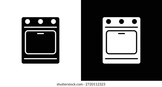 Ofen-Symbol einfache flache grafische Illustrationen. Schwarz-weiße Silhouette Vektor