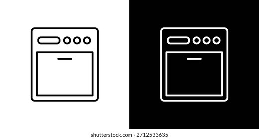 Icono del horno. Símbolo plano simple. Ilustración de pictograma de contorno negro perfecto