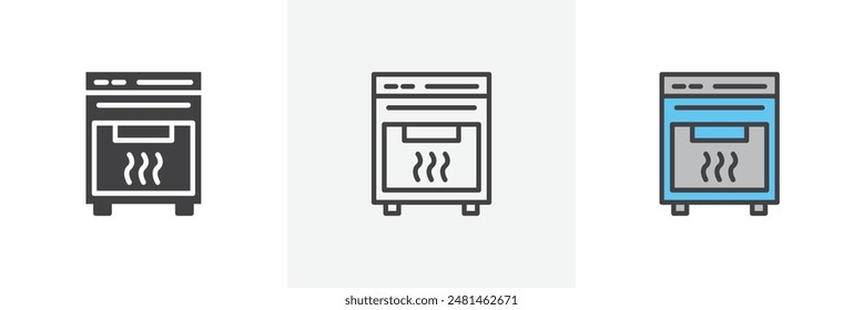Oven icon symbol collection on white background.