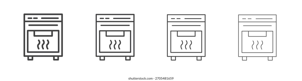 Coleção de vetor de ícone de forno, modelo de logotipo de ilustração no estilo de traçados editáveis de linha fina na moda.
