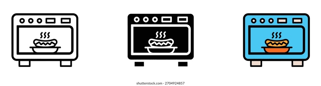 Icono de horno. Vector de cocina de perro caliente. Ilustración vectorial.