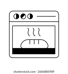 oven icon with white background vector stock illustration