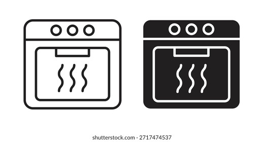 Ícones do forno. Pixel perfeito. Ícone de contorno de vetor. Conceito de logotipo plano.