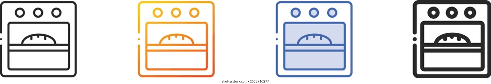 oven icon.Thin Linear, Gradient, Blue Stroke and bold Style Design Isolated On White Background